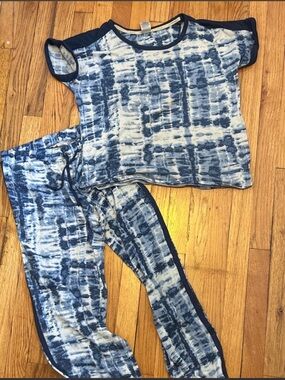Lucky Brand Navy and White Tie-Dye Kids Pajama Set
